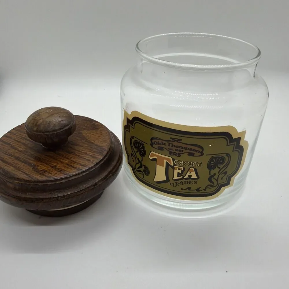Vintage Olde Thompson Glass Tea Jar Canister With Lid